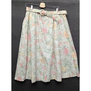 Vintage Floral Skirt Distinctly Different Linen Feel Granny Core Grandma 24W
